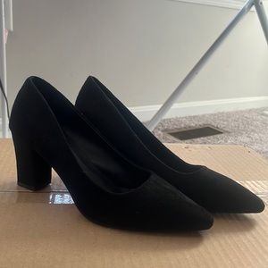 Black suede 2 inch heels